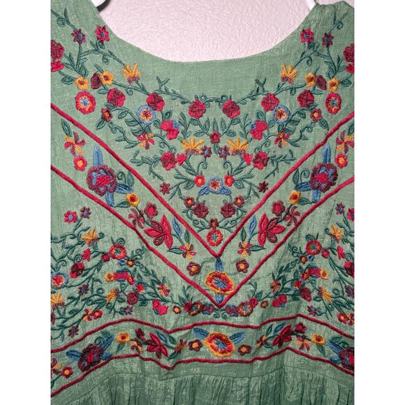 Umgee Floral Embroidered Bell Sleeve Tunic Dress - Size L - Picture 5 of 10